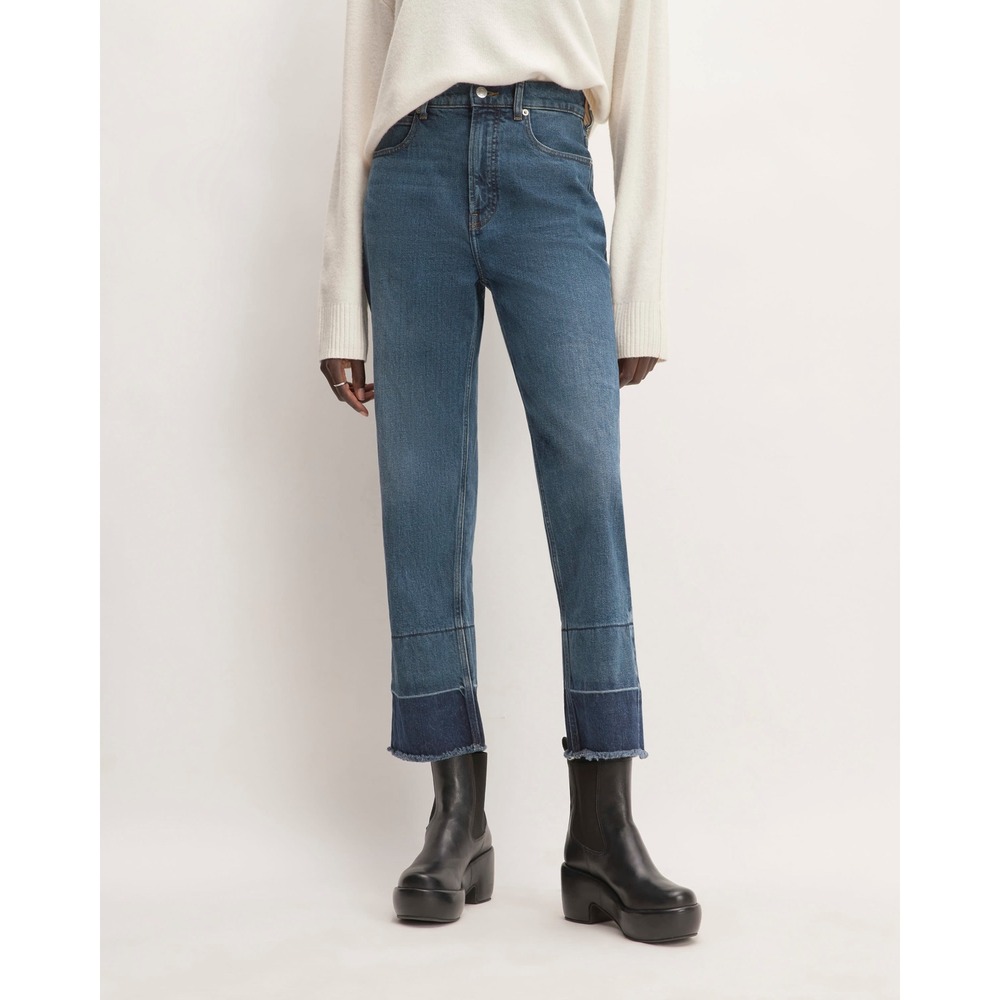 Everlane The Way High Jean Abyss Straight Leg Frayed Hem Denim Blue Women's‎  27 - Picture 15 of 16